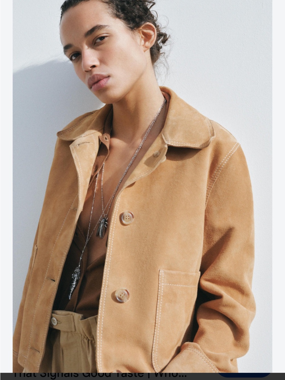 Zara Camel Suede Button-Front Jacket